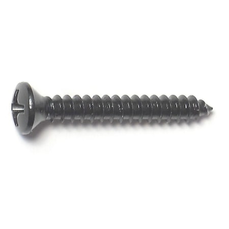 Midwest Fastener Sheet Metal Screw, #6 x 1 in, Black Steel Oval Head Phillips Drive, 30 PK 79483